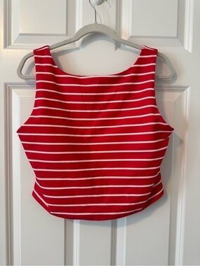 YPB Red & White Striped Women's built in bra Tank Top